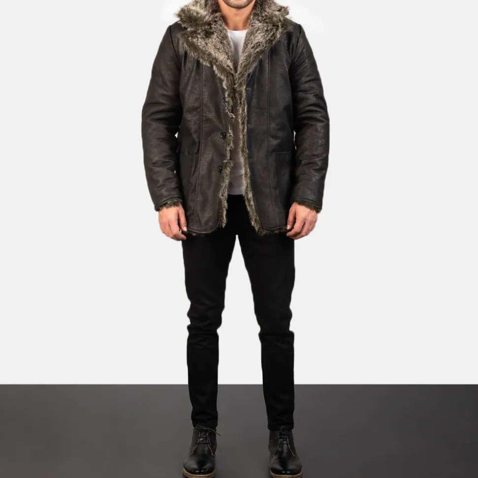Furlong Black Leather Coat