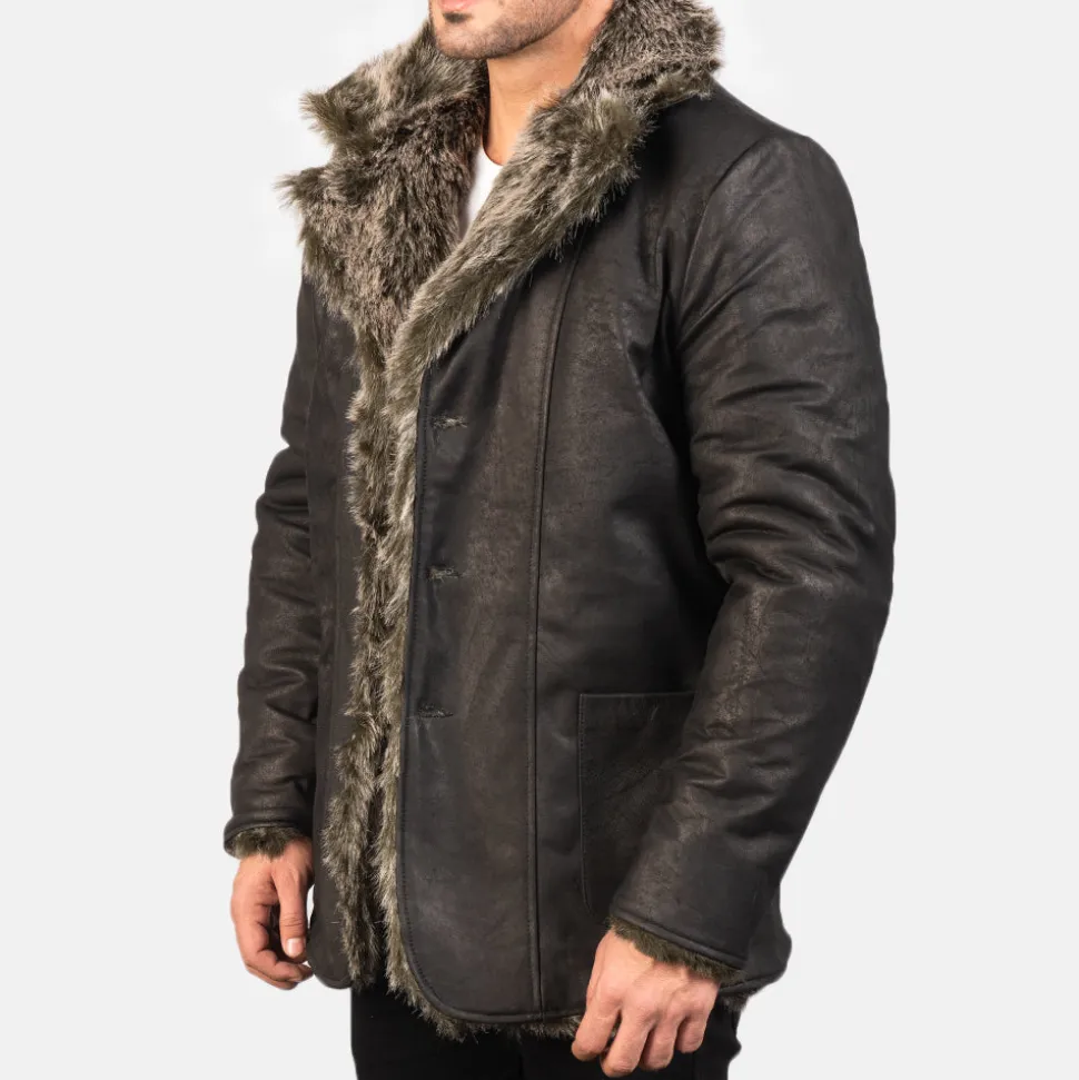 Furlong Black Leather Coat