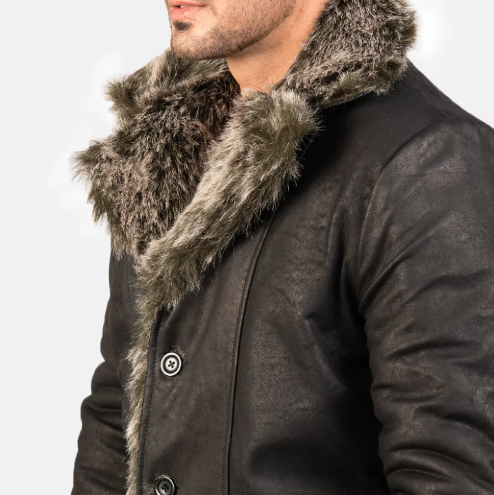 Furlong Black Leather Coat