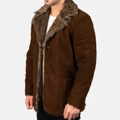 Furlong Brown Suede Leather Coat