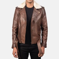 Furton Brown Leather Biker Jacket