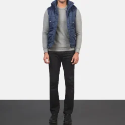 Fuston Blue Hooded Puffer Vest