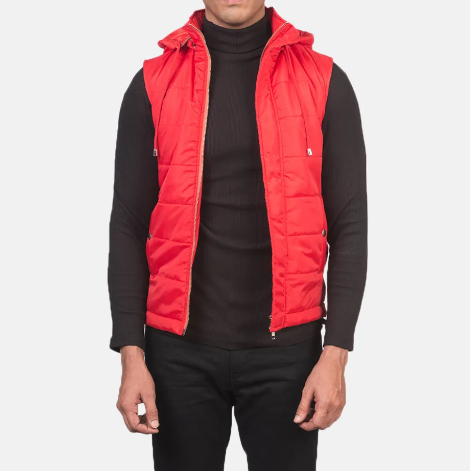 Fuston Red Hooded Puffer Vest