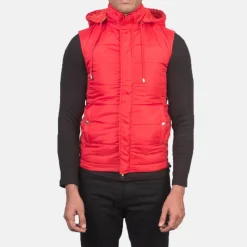 Fuston Red Hooded Puffer Vest
