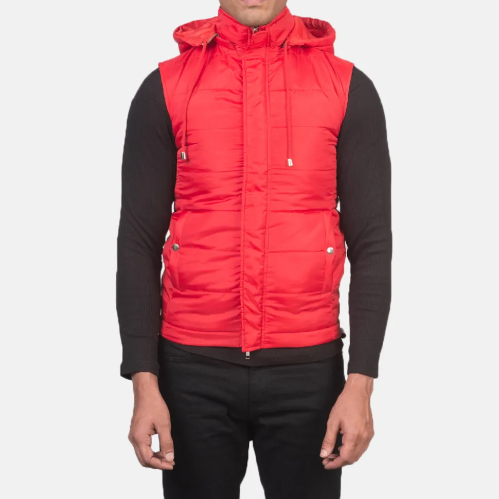 Fuston Red Hooded Puffer Vest