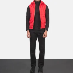 Fuston Red Hooded Puffer Vest
