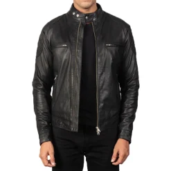 Gatsby Black Leather Biker Jacket