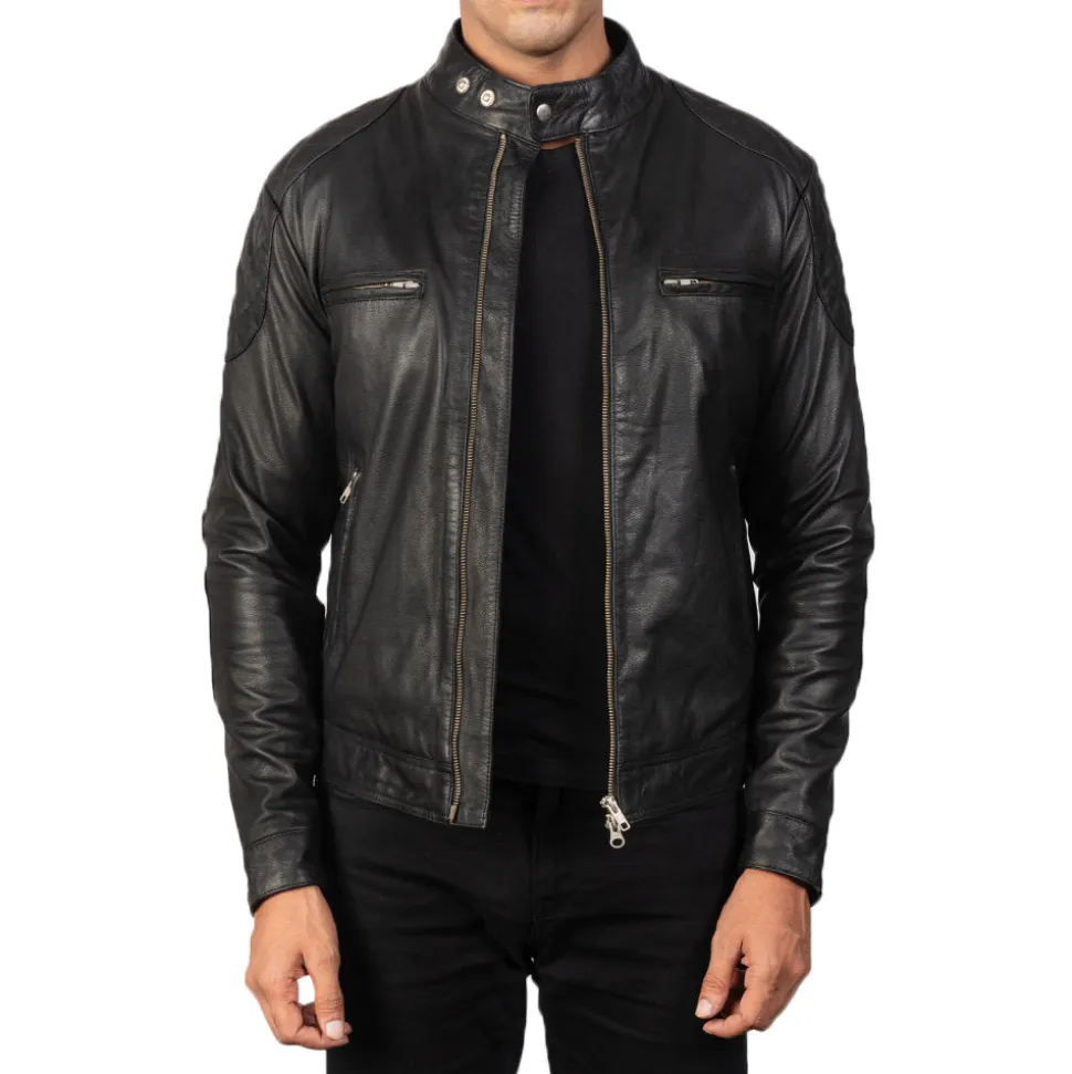 Gatsby Black Leather Biker Jacket