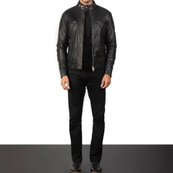 Gatsby Black Leather Biker Jacket