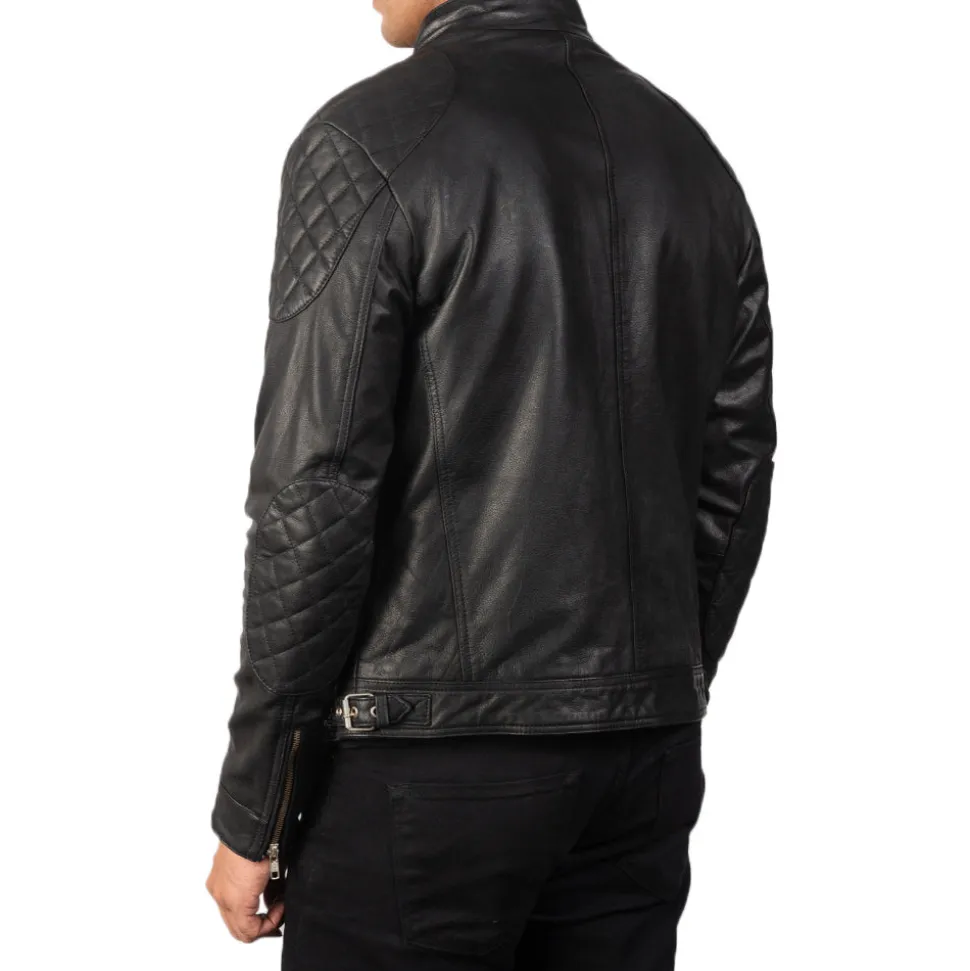 Gatsby Black Leather Biker Jacket