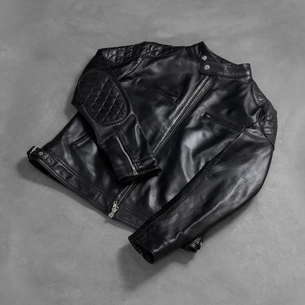 Gatsby Black Leather Biker Jacket