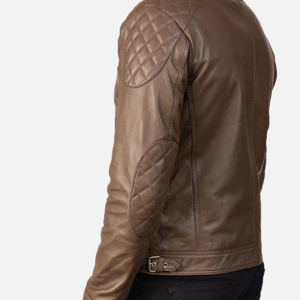 Gatsby Mocha Leather Biker Jacket