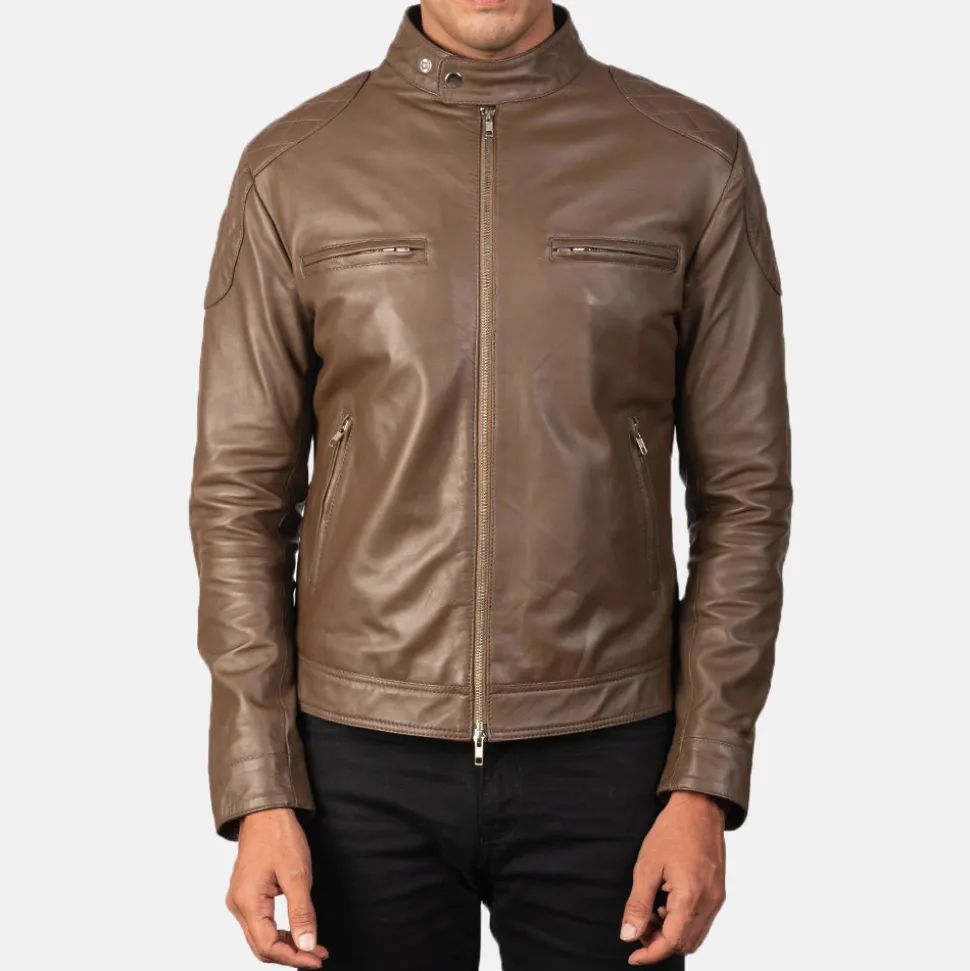 Gatsby Mocha Leather Biker Jacket