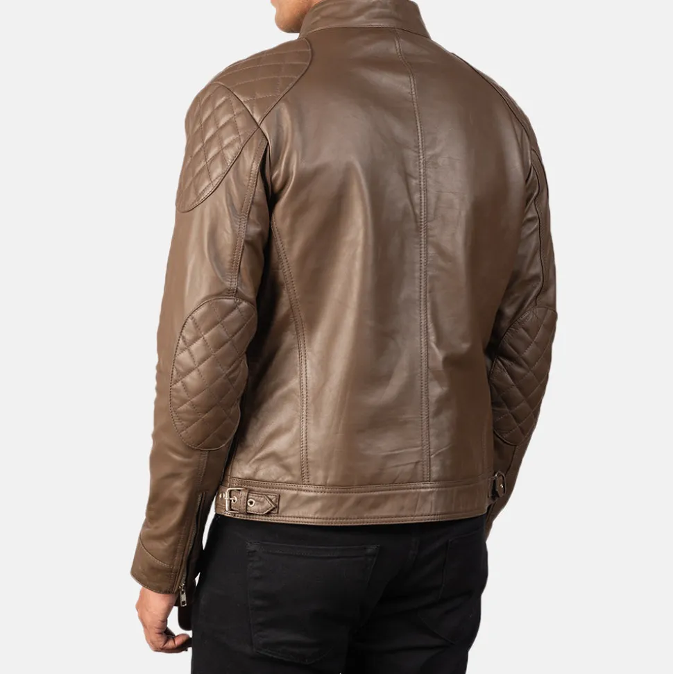 Gatsby Mocha Leather Biker Jacket