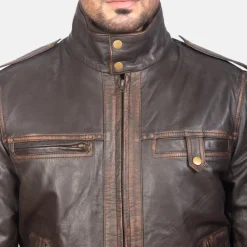 Glen Street Brown Leather Bomber Jacket