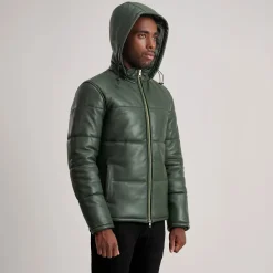Gordon Green Hooded Leather Puffer Jacket