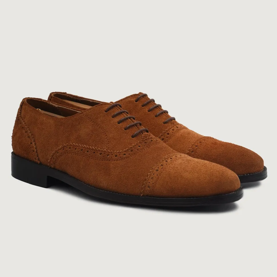 Greyson Brogues Oxford Brown Suede Leather Shoes