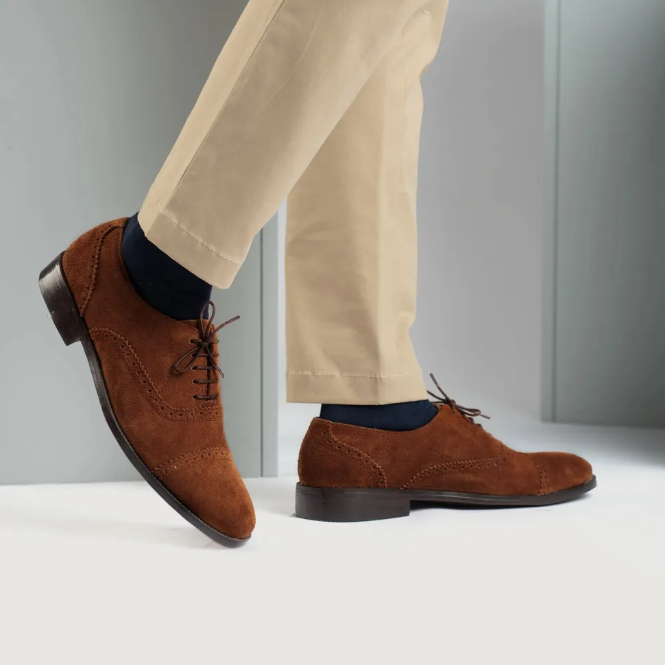 Greyson Brogues Oxford Brown Suede Leather Shoes