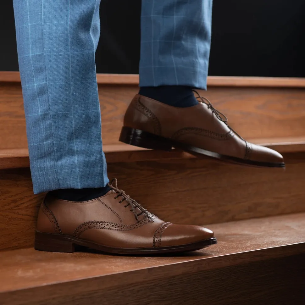 Greyson Brogues Oxford Brown Leather Shoes