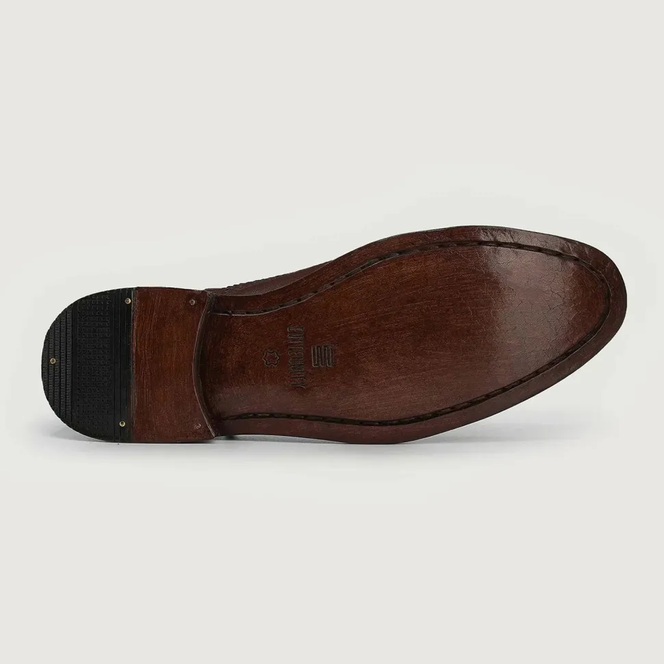 Greyson Brogues Oxford Maroon Leather Shoes