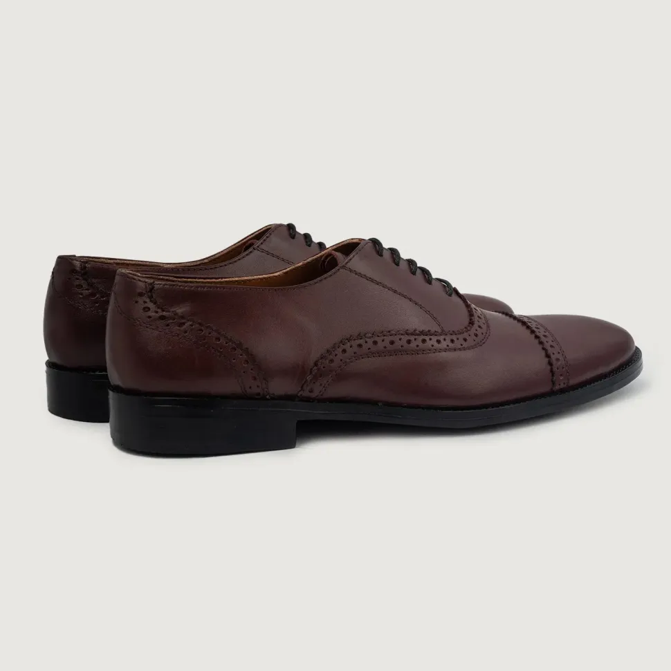 Greyson Brogues Oxford Maroon Leather Shoes