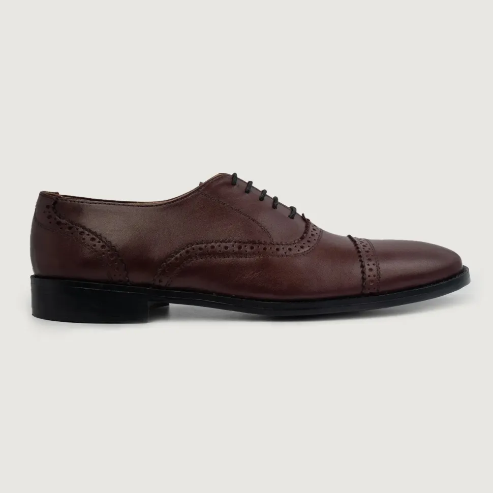 Greyson Brogues Oxford Maroon Leather Shoes