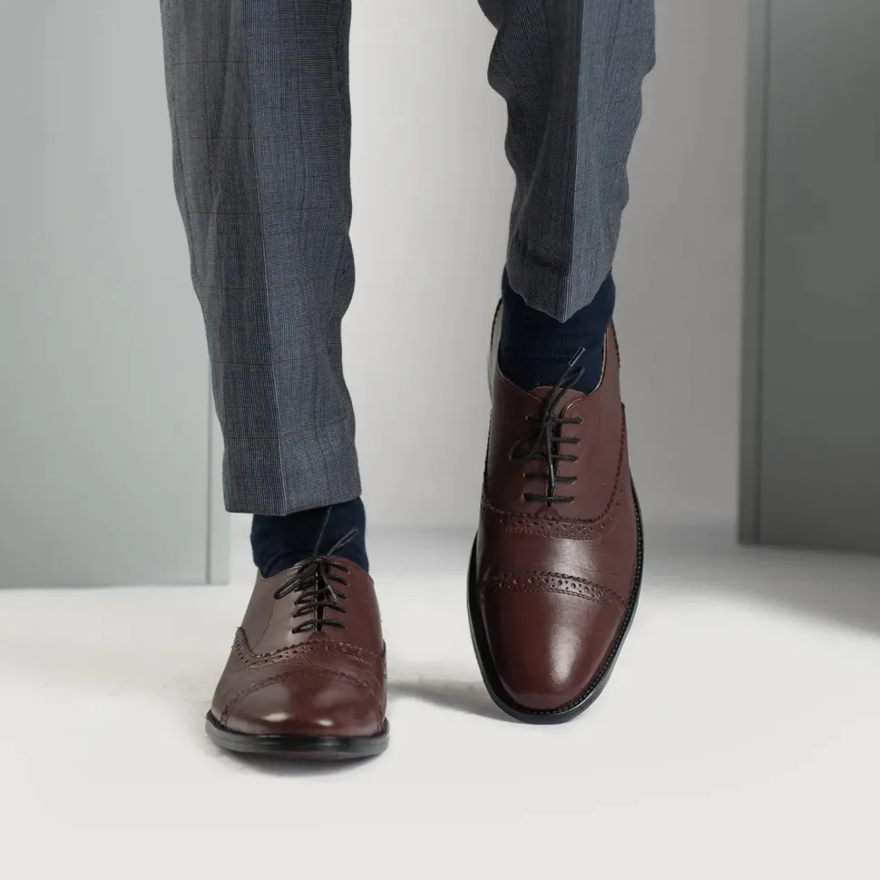 Greyson Brogues Oxford Maroon Leather Shoes