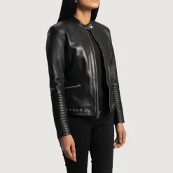 Haley Ray Black Leather Biker Jacket