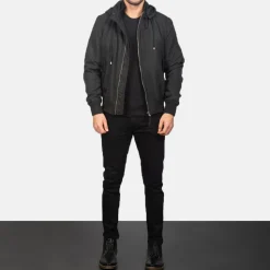Hanklin Ma-1 Black Hooded Bomber Jacket