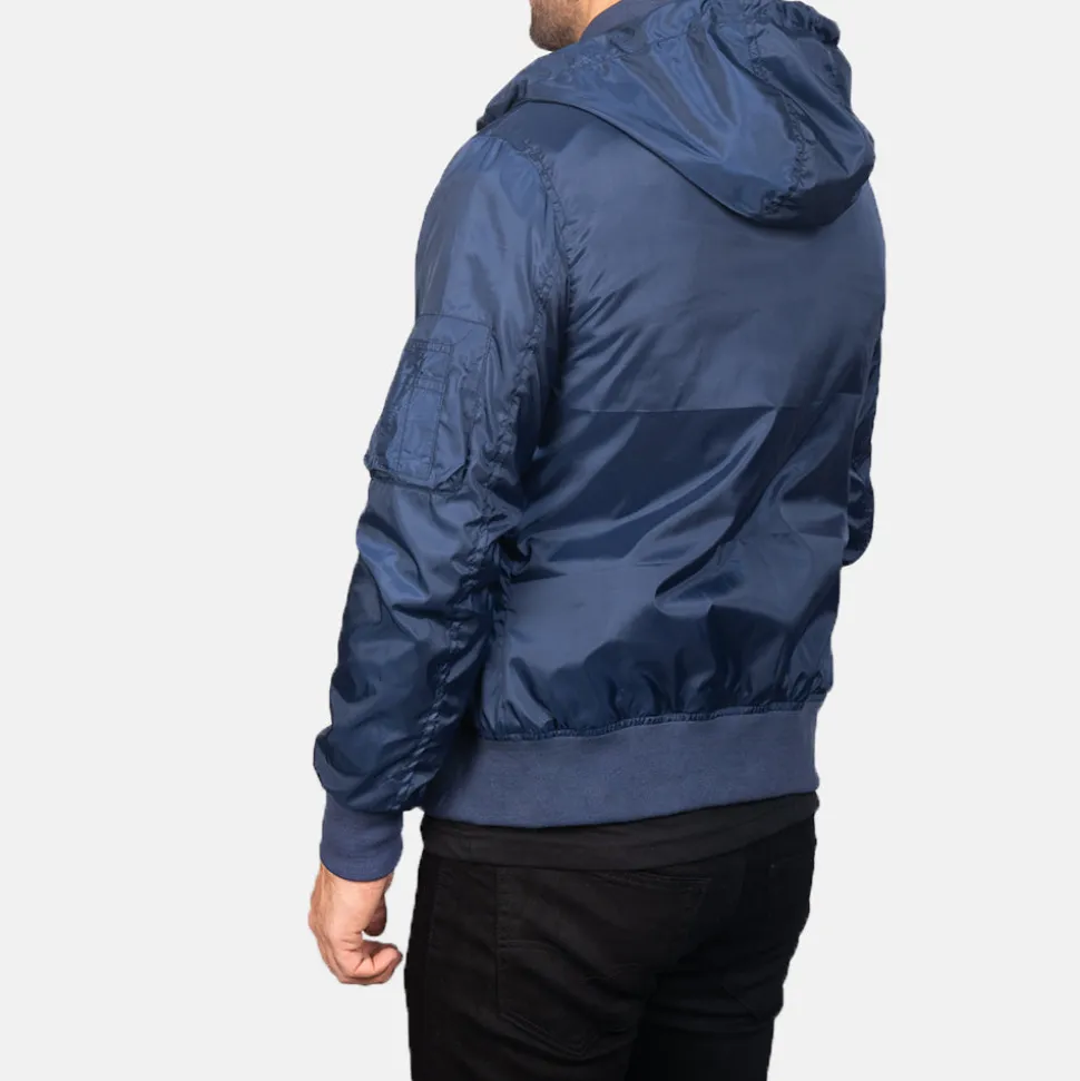 Hanklin Ma-1 Blue Hooded Bomber Jacket