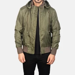 Hanklin Ma-1 Green Hooded Bomber Jacket