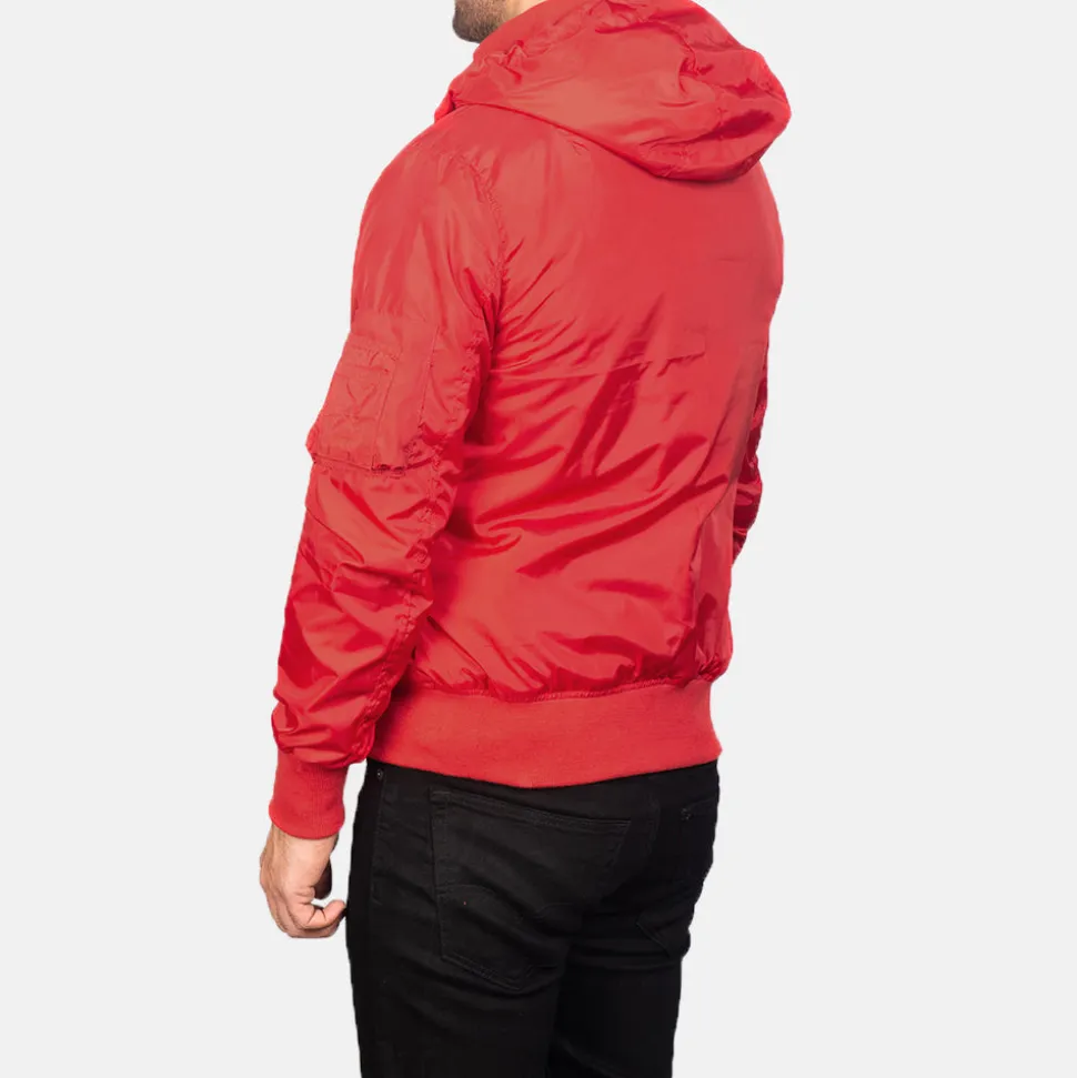 Hanklin Ma-1 Red Hooded Bomber Jacket