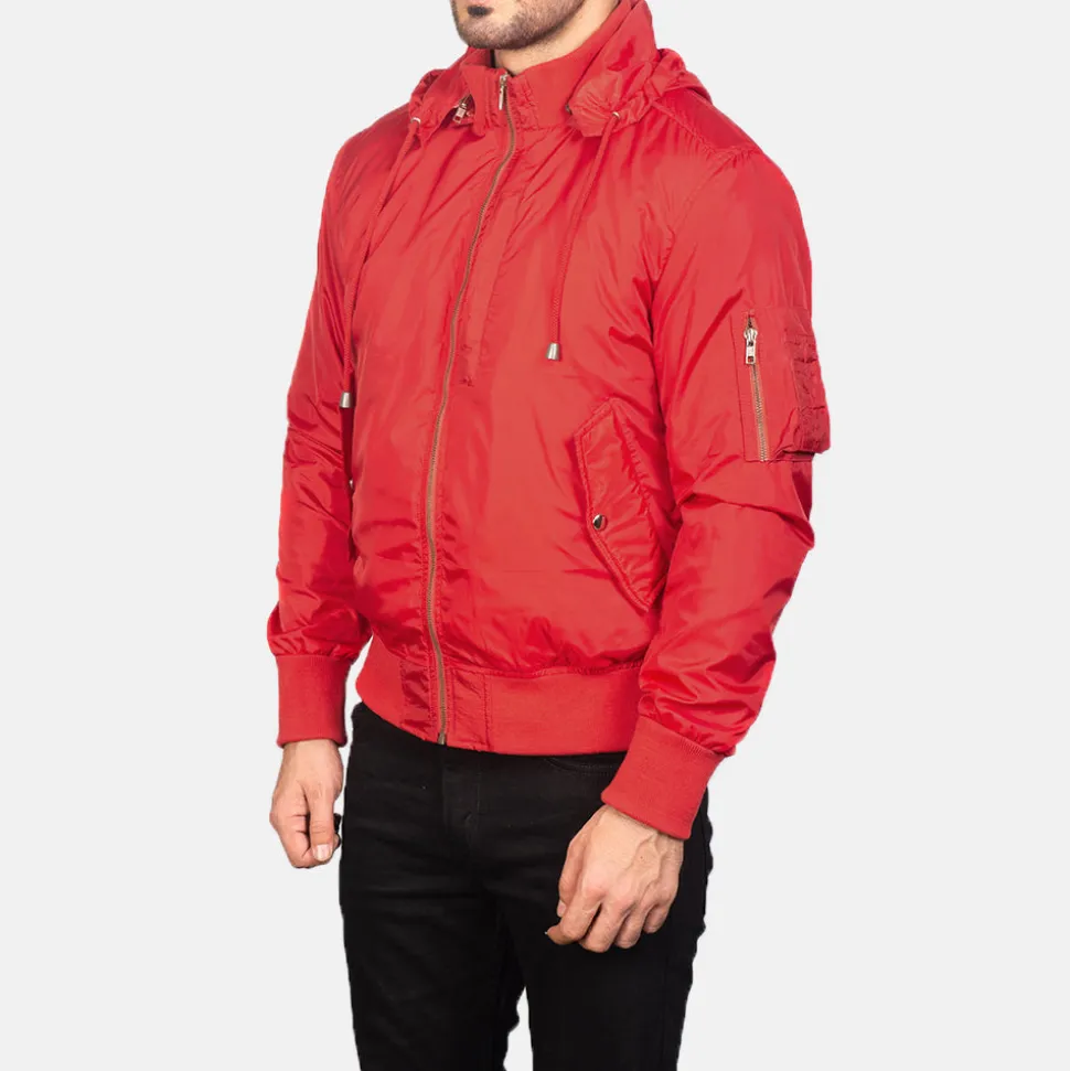 Hanklin Ma-1 Red Hooded Bomber Jacket