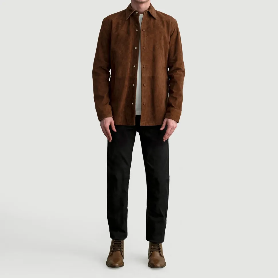 Haven Brown Suede Leather Shirt