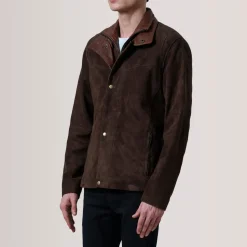 Henrik Brown Suede Cafe Racer Jacket