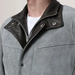 Henrik Grey Suede Cafe Racer Jacket