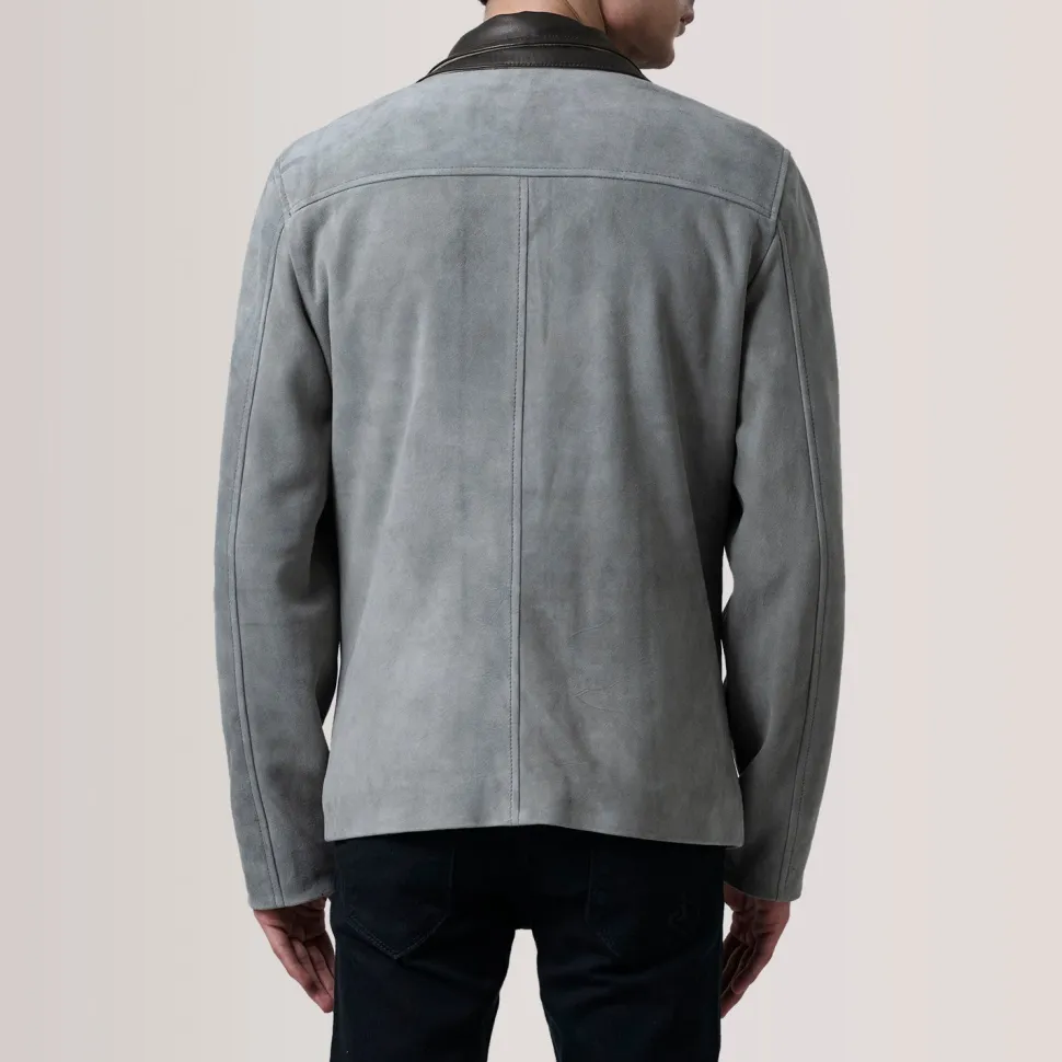Henrik Grey Suede Cafe Racer Jacket