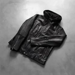 Highschool Black Hooded Leather Jacket