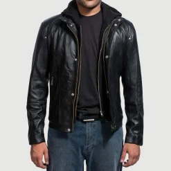Highschool Black Hooded Leather Jacket