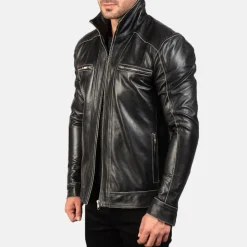 Hudson Black Leather Biker Jacket