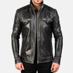 Hudson Black Leather Biker Jacket