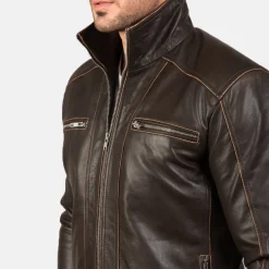 Hudson Brown Leather Biker Jacket
