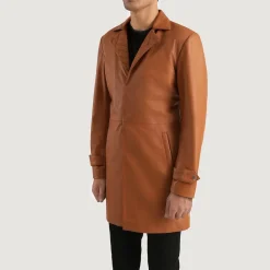 Infinity Tan Brown Leather Coat