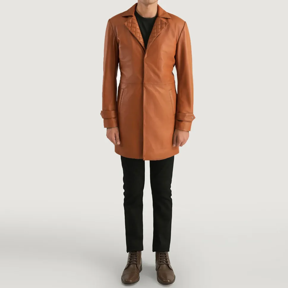 Infinity Tan Brown Leather Coat