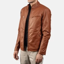 Ionic Brown Leather Biker Jacket