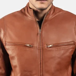 Ionic Brown Leather Biker Jacket