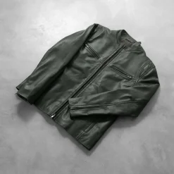 Ionic Green Leather Biker Jacket