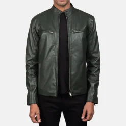 Ionic Green Leather Biker Jacket