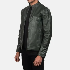 Ionic Green Leather Biker Jacket