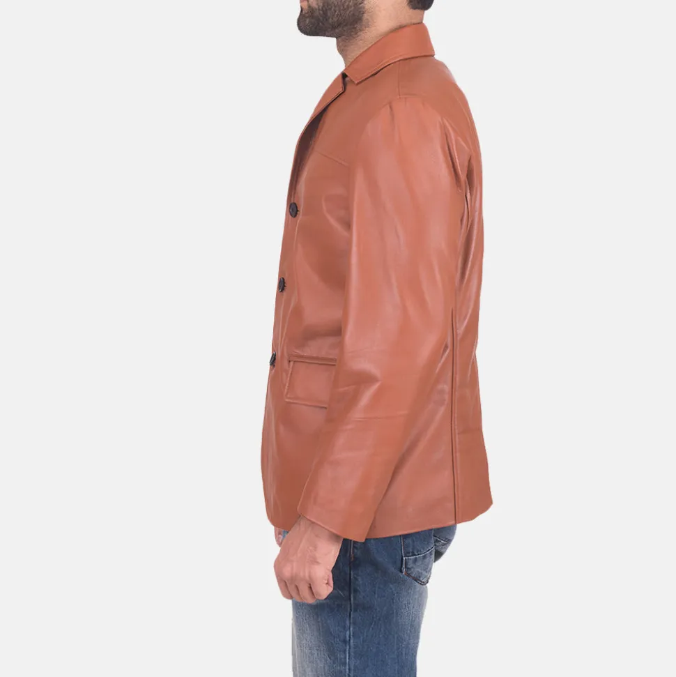 James Tan Brown Leather Blazer